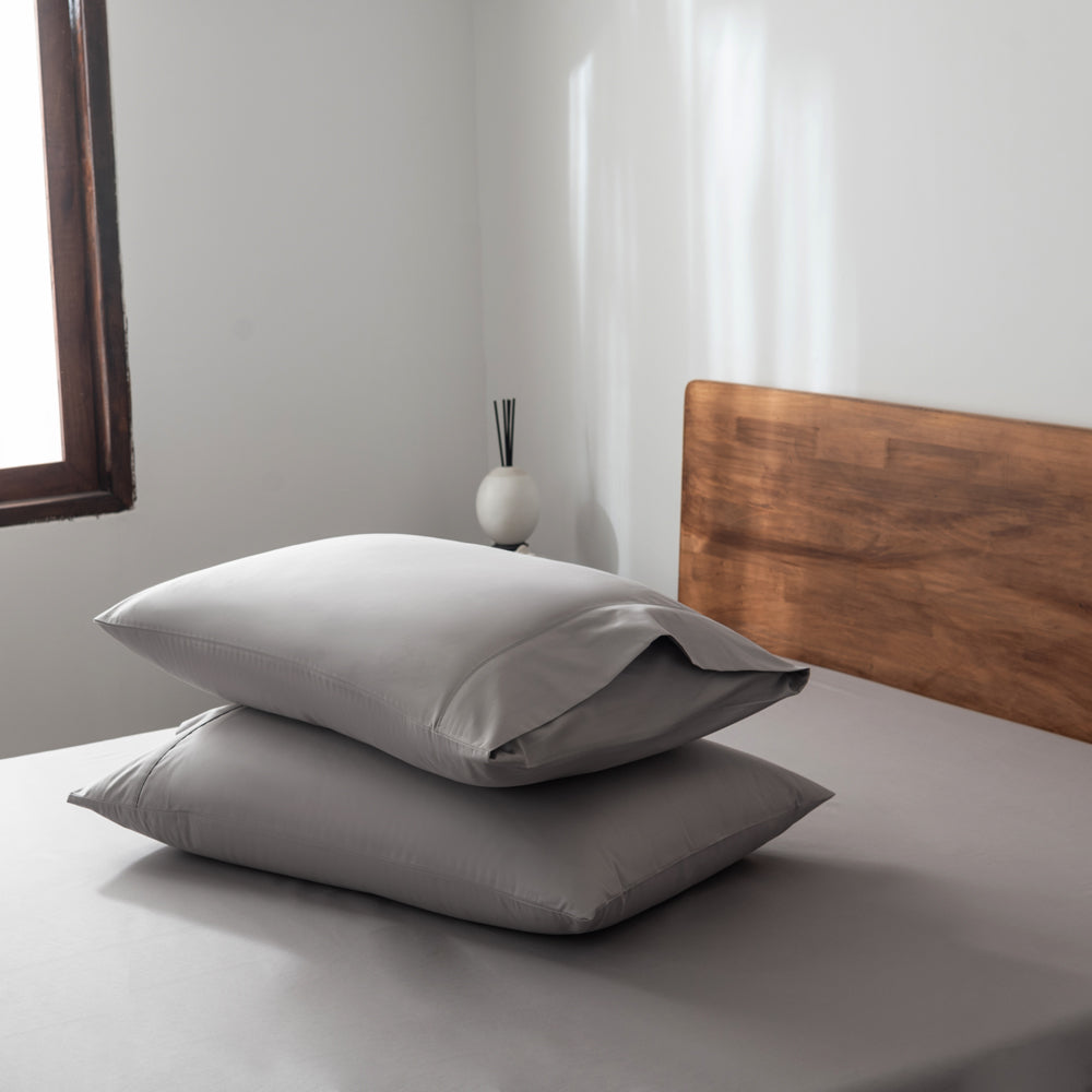 2-Pack Casey Luxury 400TC Pewter King Cotton Pillowcases