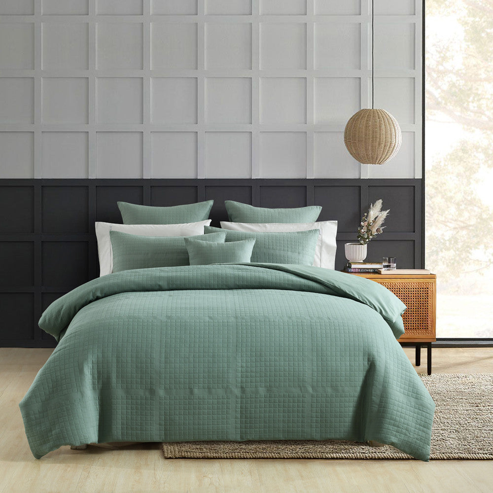 Double Bed Jasper Green Contemporary Quilt Cover Set