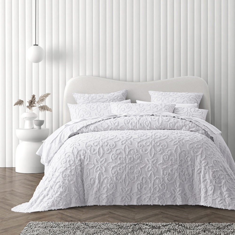Ella Soft Cotton King Single Bedspread Set in Blush and White