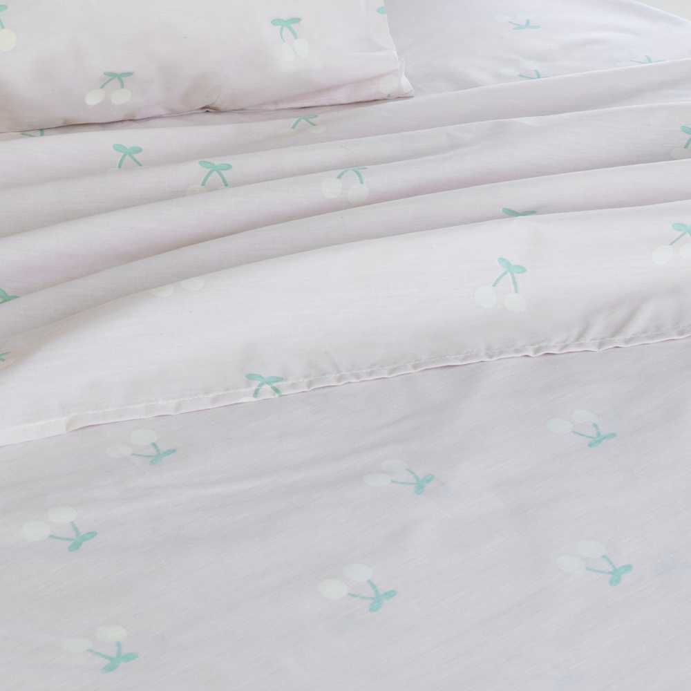 Jelly Bean Kids Double Bed Merideth Lilac Soft and Sweet Sheet Set with Tiny White Cherry Print