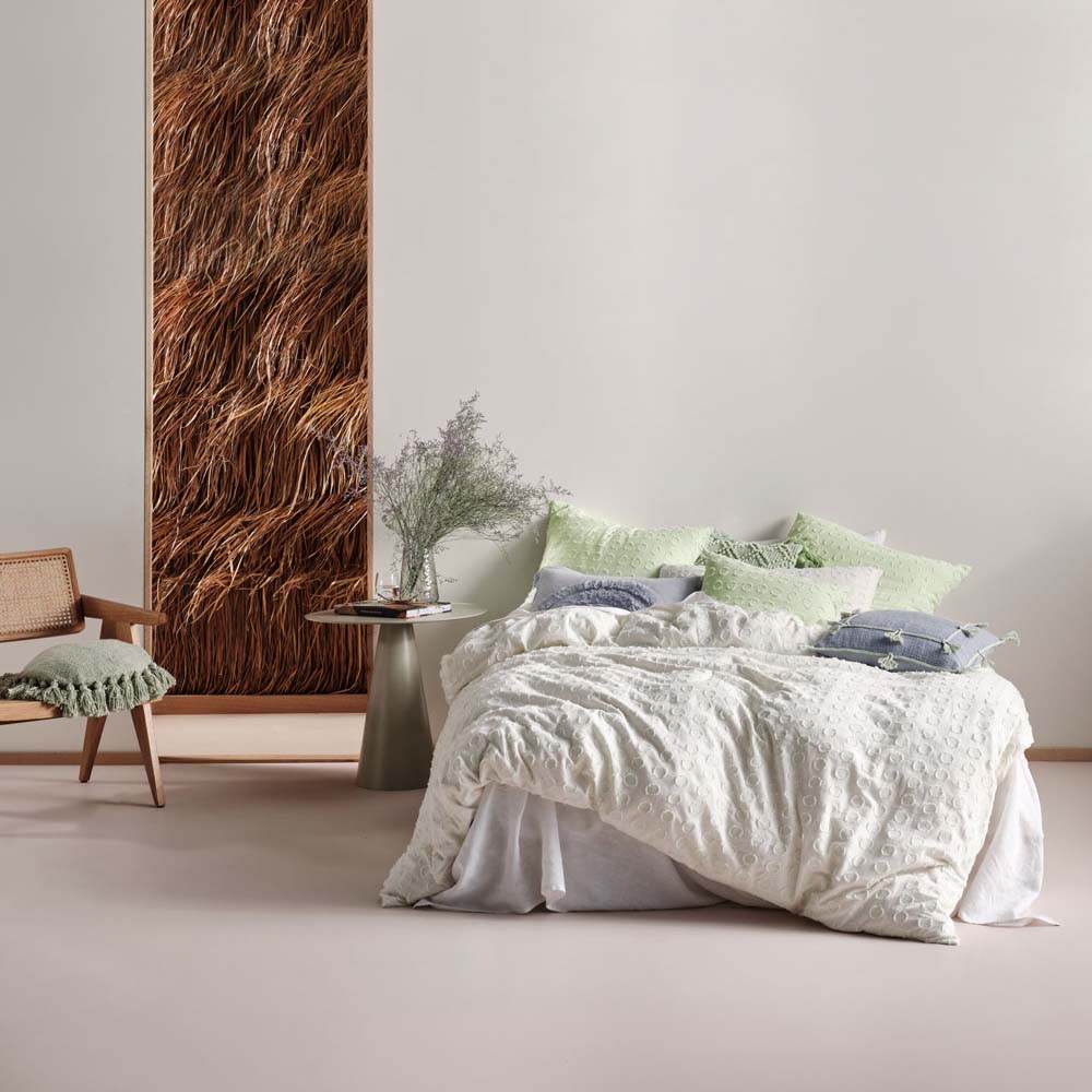Linen House Benedita Mint Single Bed Quilt Cover Set with Eyelash Details