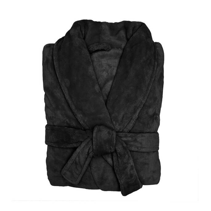 Soft and Comfy Medium/Large Black Microplush Bathrobe