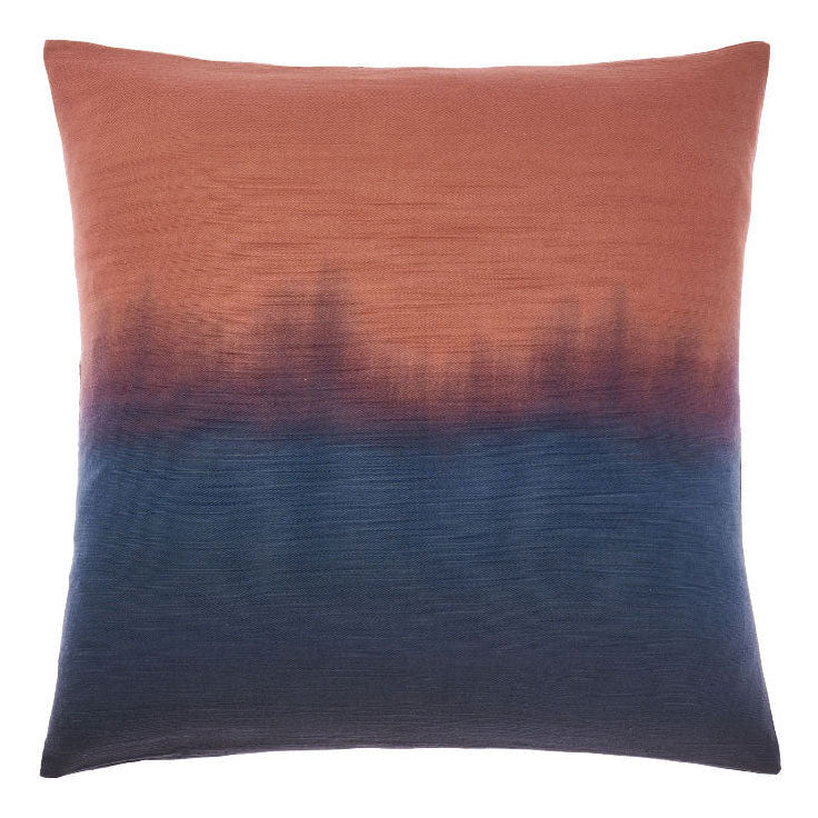 European Pillowcase in Baja Baked Clay Style with Indigo Print
