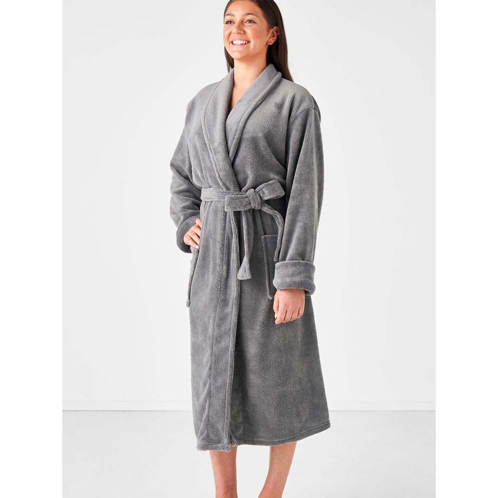 Luxurious Charcoal Plush Bathrobe - One Size Fits Most Adults