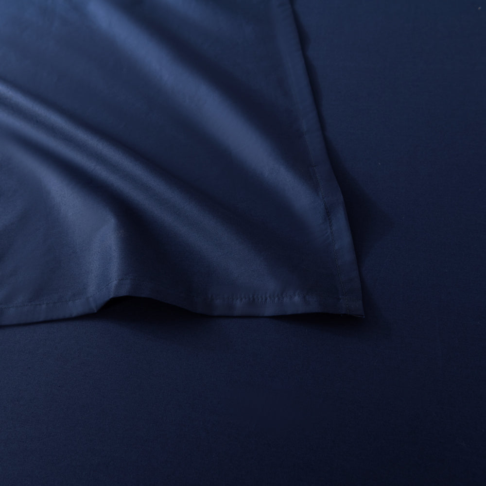 Navy 400TC Casey Cotton Flat Sheet for Long Single Bed
