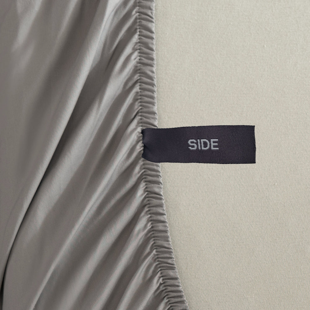 Casey 400TC Pewter Cotton Fitted Sheet & Pillowcase Combo for Long Single 40cm Bed