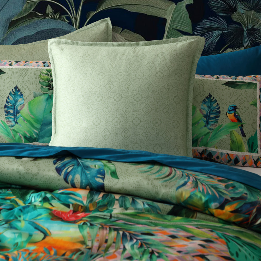 Kalea Queen Size Bed Quilt Cover Set for a Tropical and Geometric Decor