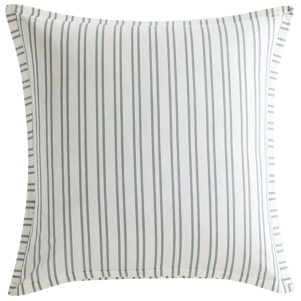 European Pillowcase - Martha's Orchard Sage from Private Collection with Pinstripe Accent