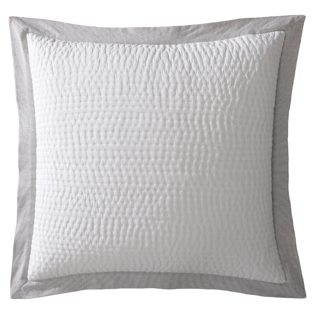 Felix European Pillowcase in Charcoal with Quilted Design