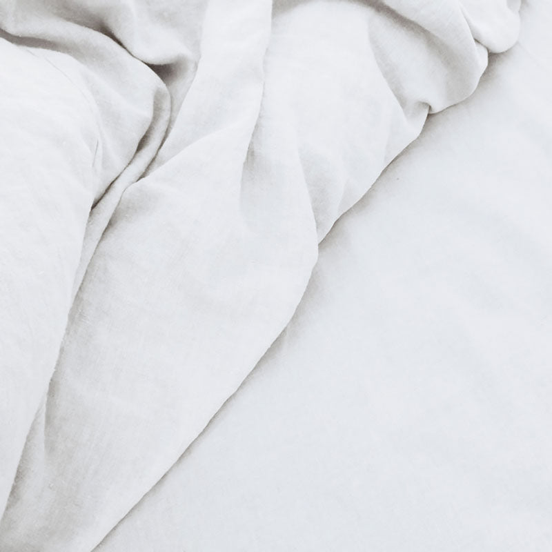 Doux 100% Pure White Linen Sheet Set for Queen-Size Bed
