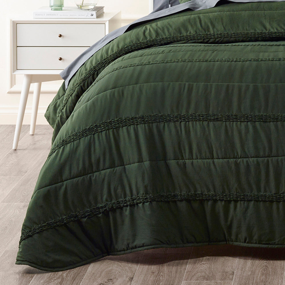 Stylish Vienna Green Bedspread Set for King Single Beds