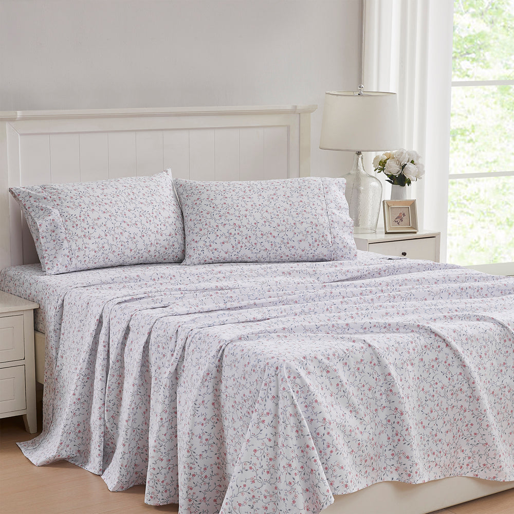 Laura Ashley Blencow Sprig Duck Egg Bed Sheet Set for Double Bed