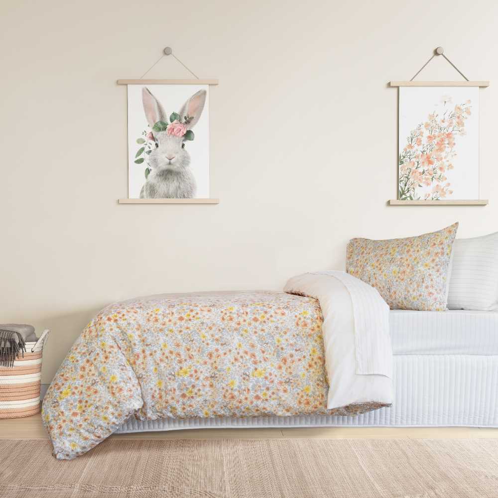Double Bed Jelly Bean Kids Flora Pink Quilt Cover Set for a Charming Bedroom Decor