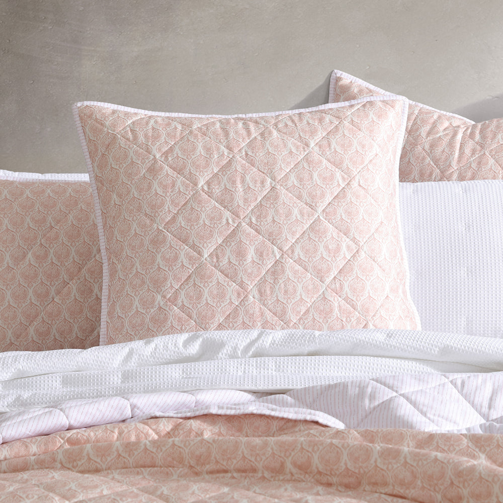Stylish Shelby Rose European Sham with Boho Indian Block Print
