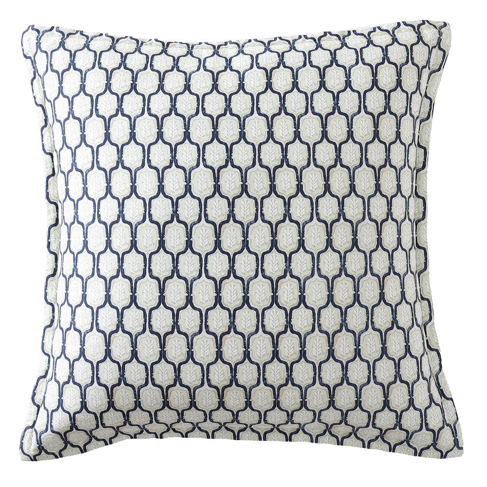 Exquisite Blue Hand - drawn Boho - inspired Geo Print European Pillowcase by Logan and Mason