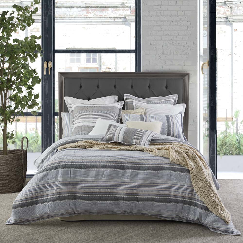 Queen - Sized Brunswick Chambray Quilt Cover Set for a Modern Coastal Bedroom