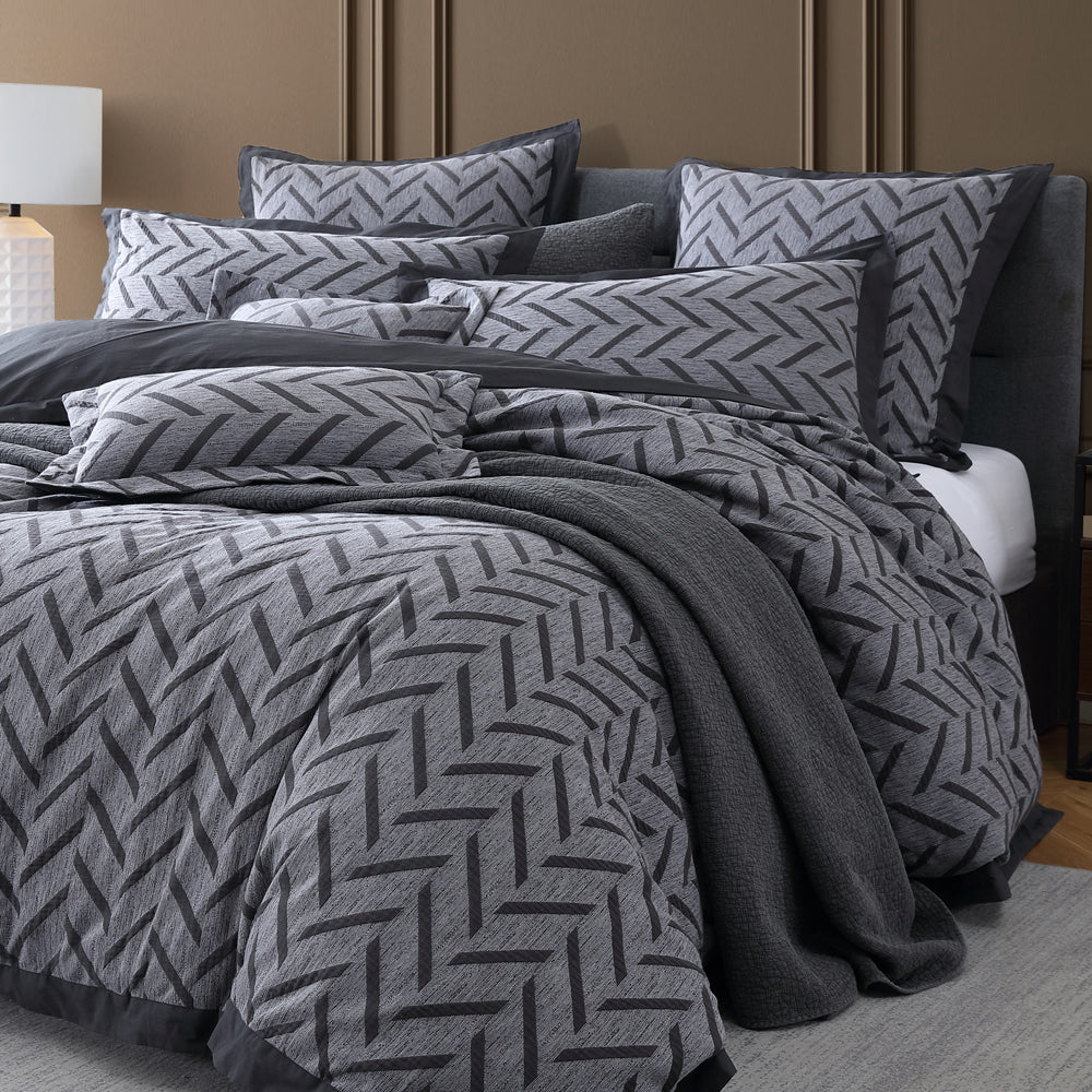 Westport Queen - Size Charcoal Quilt Cover Set for Modern Bedrooms