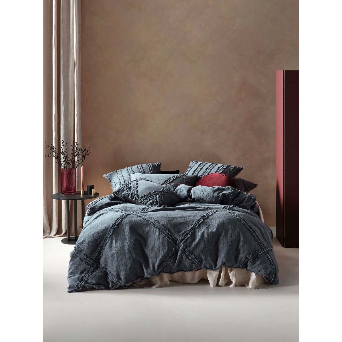 Vintage Bohemian Heather Slate Double Bed Quilt Cover Set