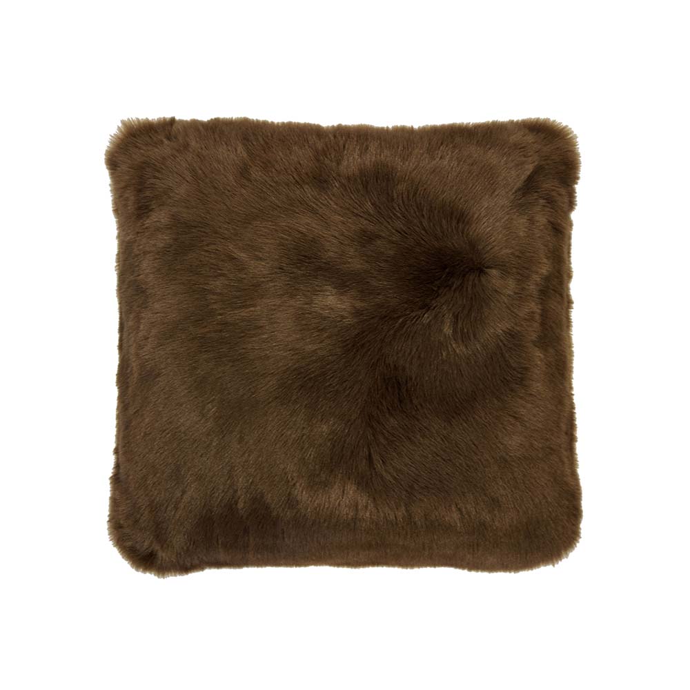 Bambury Decorative Faux Fur Square Cushion Filled with Soft Hazel
