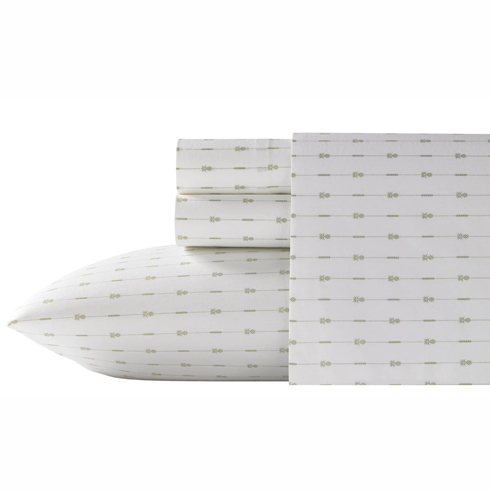 Tommy Bahama Green Pineapple Stripe Sheet Set for King - Sized Bed