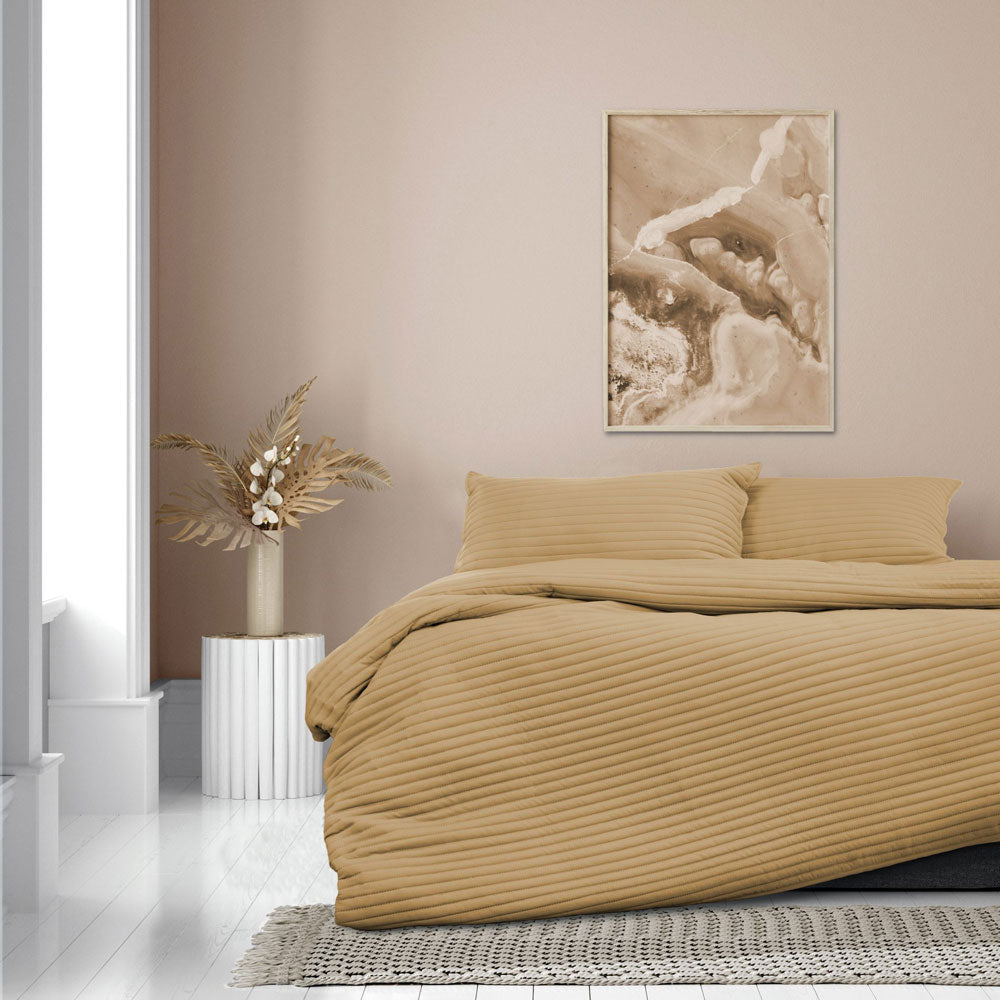 Double Bed London Cinnamon Quilt Cover Set for Bedroom Interior Decoration