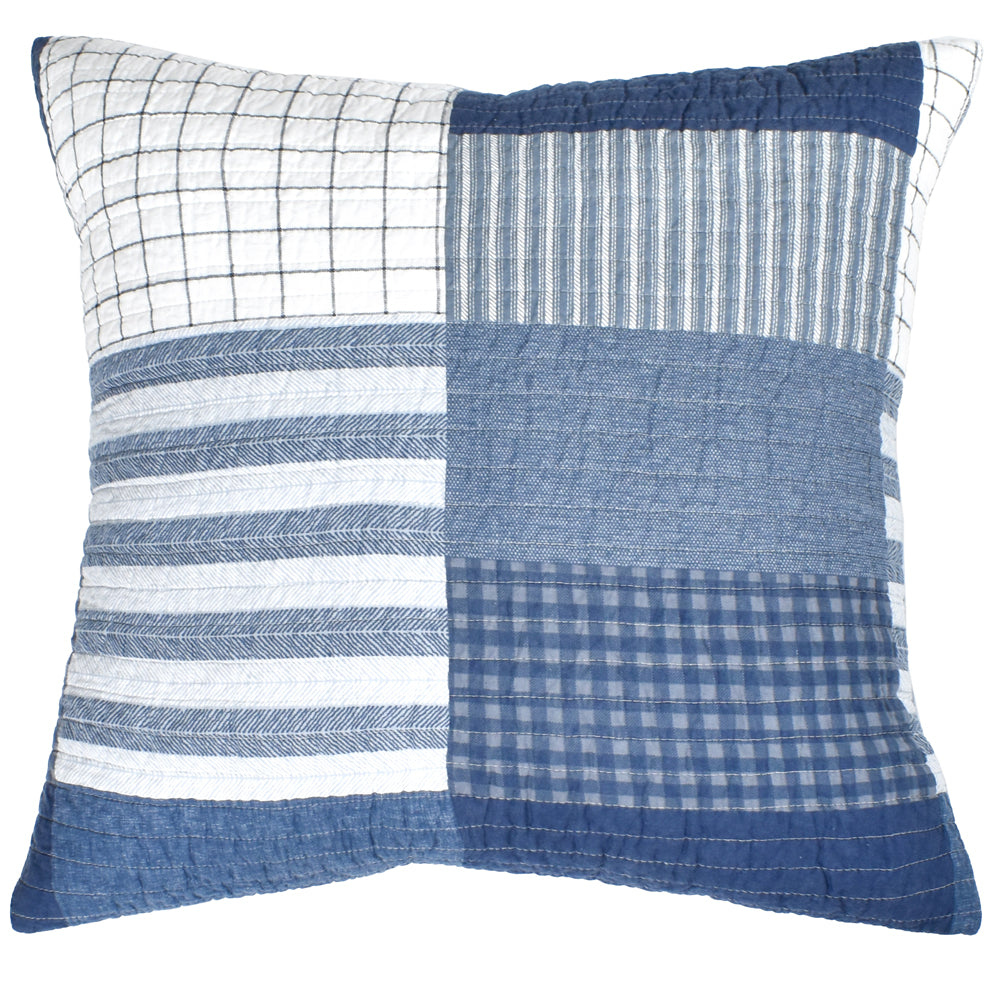 European-style Blue Inspirations Quilted Cotton Pillowcase for Bedroom Decor