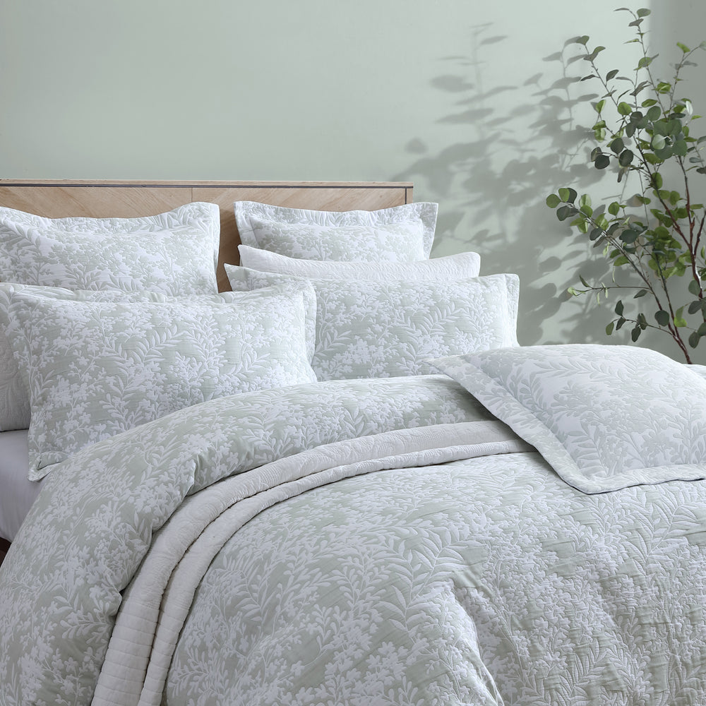 Quinn Sage Quilt Cover Set for Queen-Size Bed | Private Collection