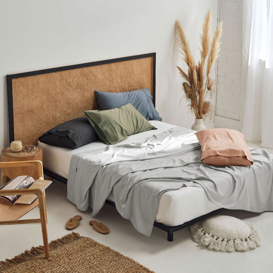 Double Bed 50cm Nara Moss 400TC Super - Soft Bamboo Cotton Sheet Set