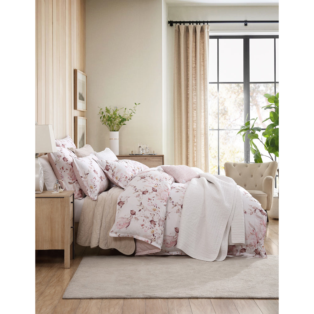 Queen-Sized Millicent Rose Watercolor Quilt Cover Set for a Serene Bedroom