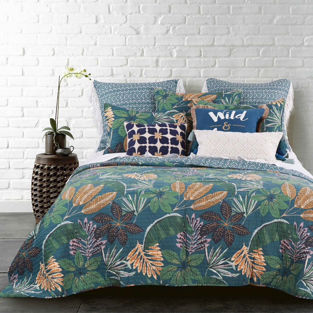 Super King Beckett Coverlet Set with Stunning Tropical Blooms