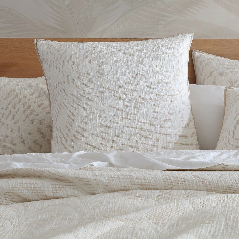 Kailani Caramel Reversible European Sham with Artisanal Quilted Texture