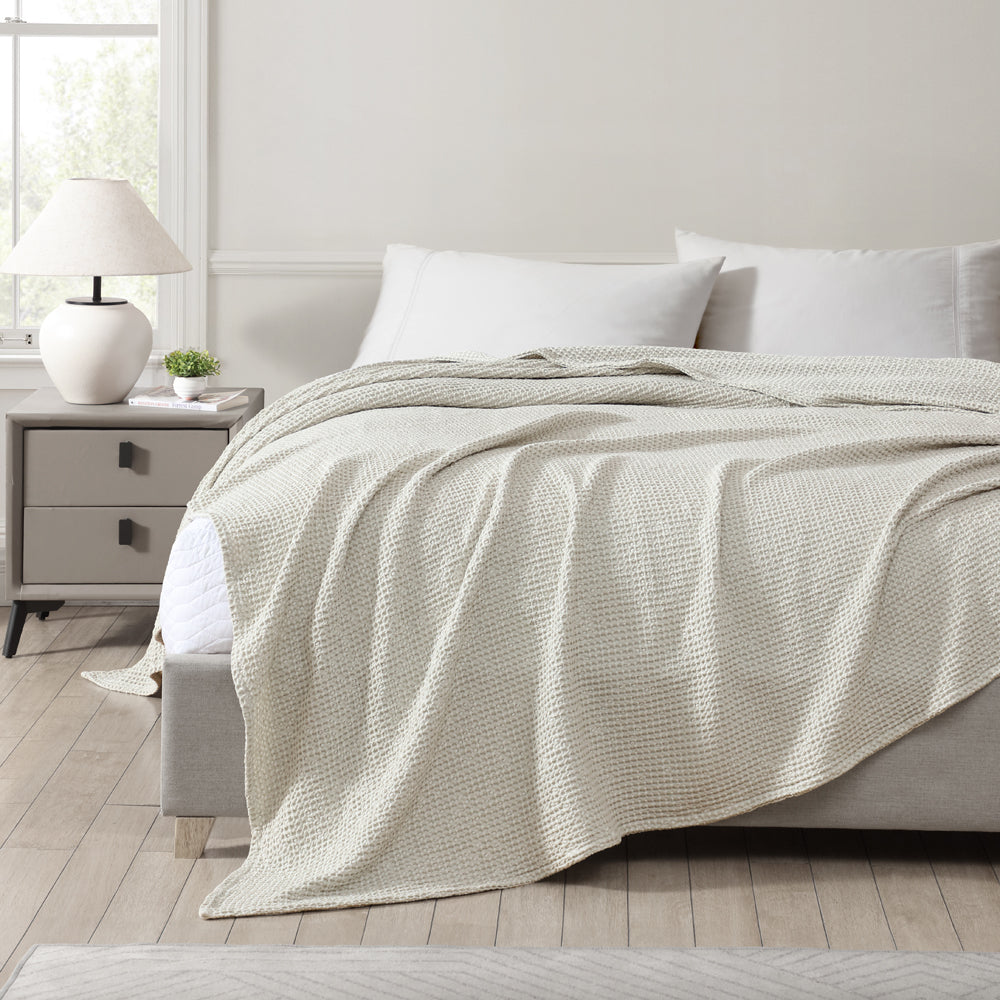 Stylish Stone Urban Waffle Blanket for Queen or King Beds
