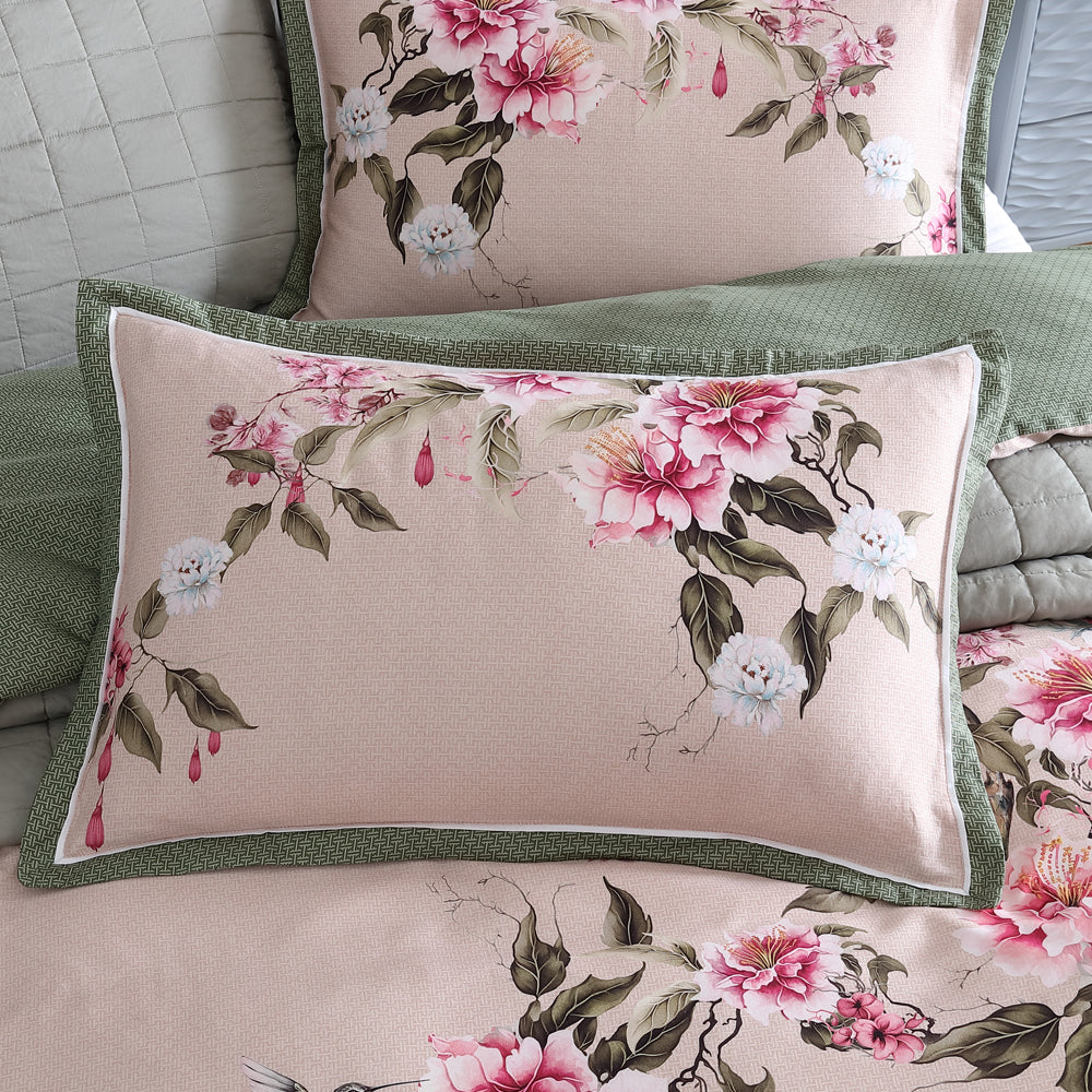 Exquisite Lisha Rose Super King Quilt Cover Set with Hand - painted Oriental Motifs