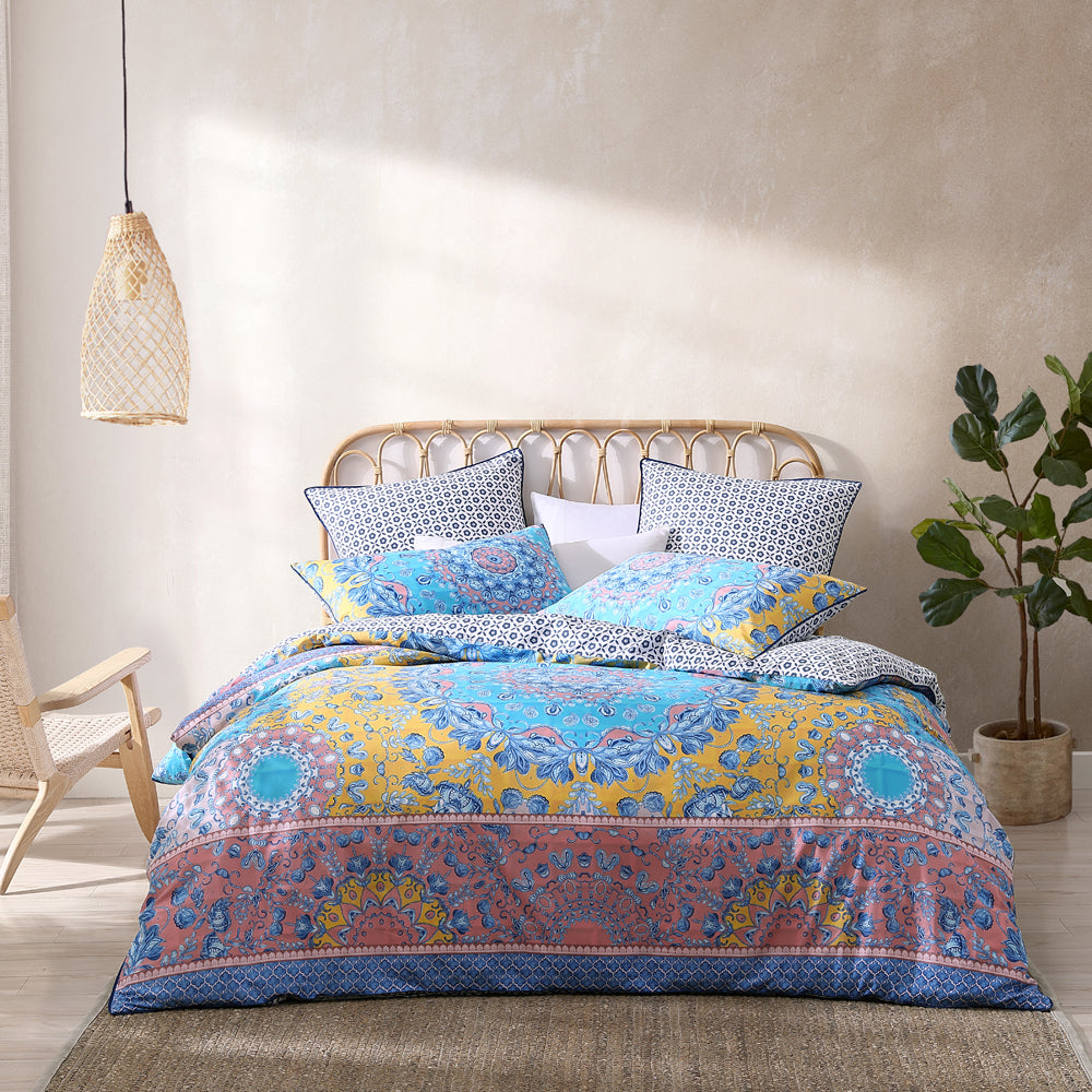 Logan and Mason Avila Blue Vibrant Queen - Size Quilt Cover Set