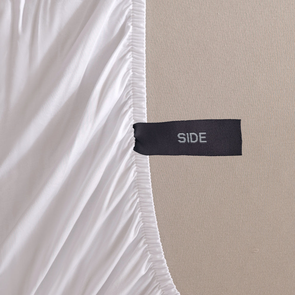Premium Casey 400 Thread Count Cotton Sheet Set in White for Split King Bed Measuring 50cm