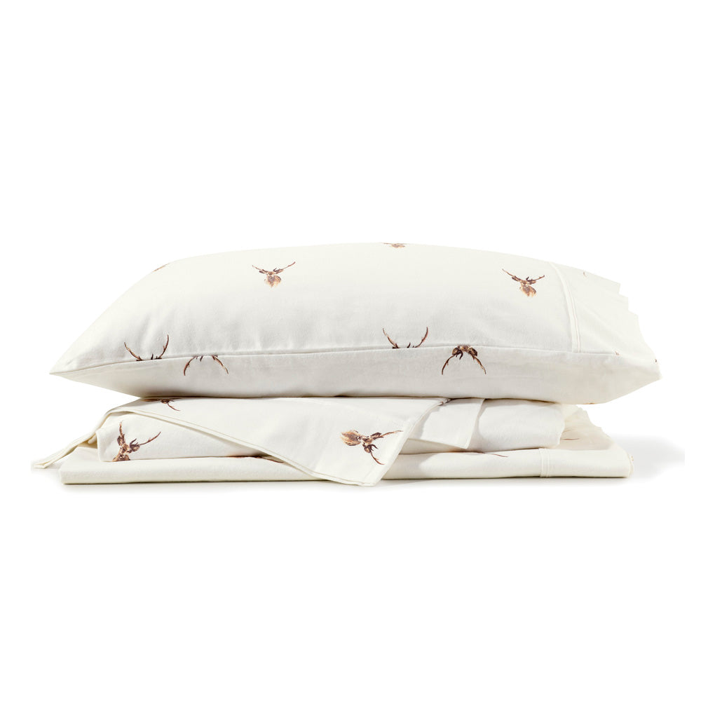 High - Quality Single Bed 50cm Stag Flannelette Sheet Set