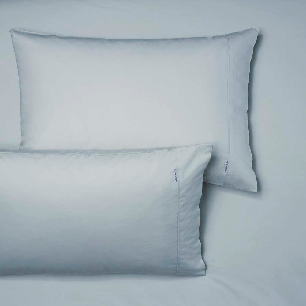 Heston Long Single Bed 100% Cotton Percale Fitted Sheet and Pillowcase Set with 300 Thread Count in Steel Blue Color
