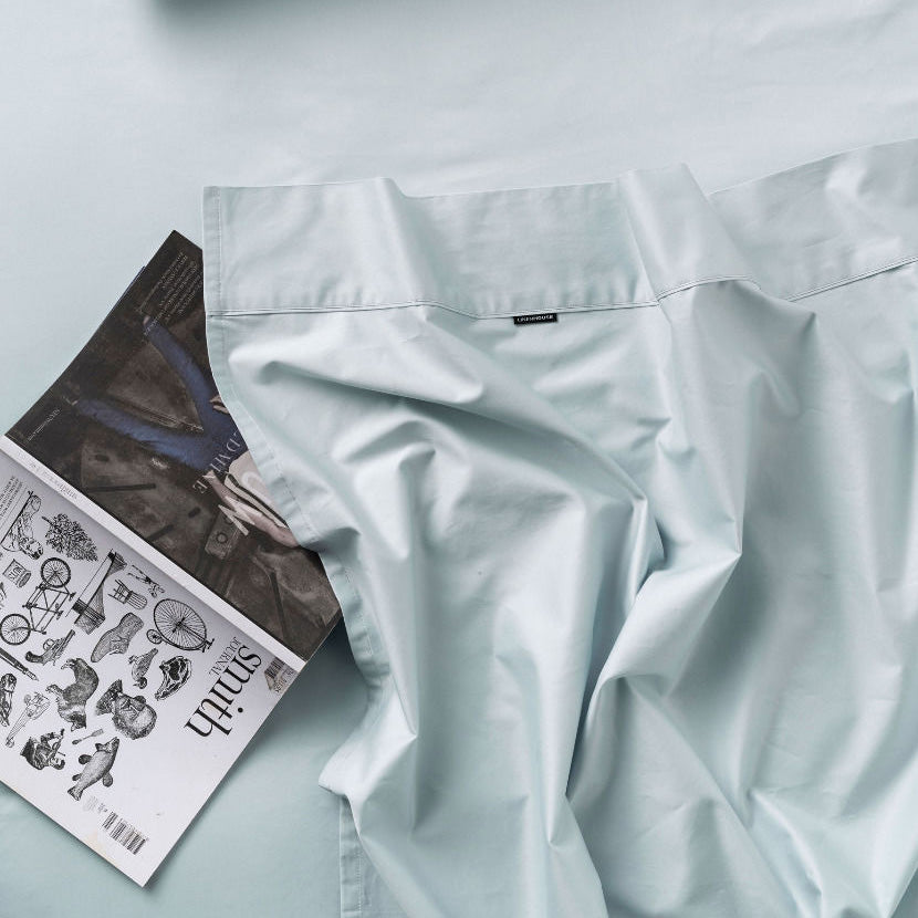 Queen Size 50cm Augusta 100% Cotton 500 Thread Count Fitted Sheet in Pale Blue for a Luxurious Sleep