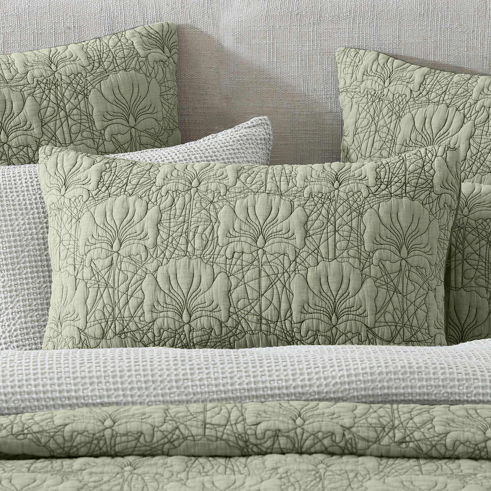 2-Pack Lilian Moss Pillow Sham Set with Refined Floral Design