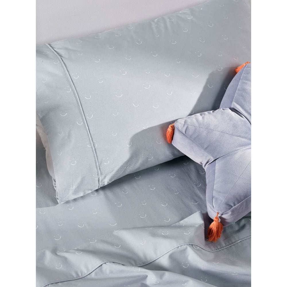 Single Bed Smoke Sheet Set with All - Around Smiles by Linen House