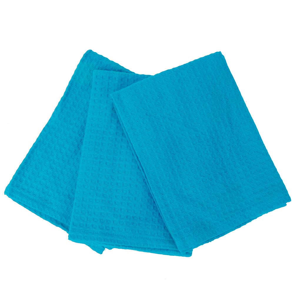 Aqua London Waffle Design Tea Towel Set - Pack of 3 for Kitchen Use