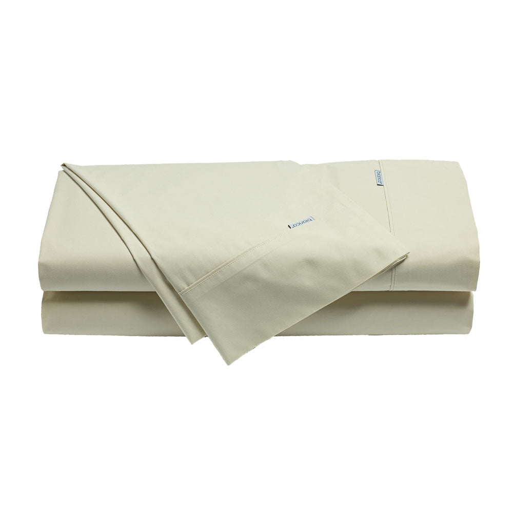 Heston Super King 50cm 300TC 100% Cotton Percale Stone Sheet Set