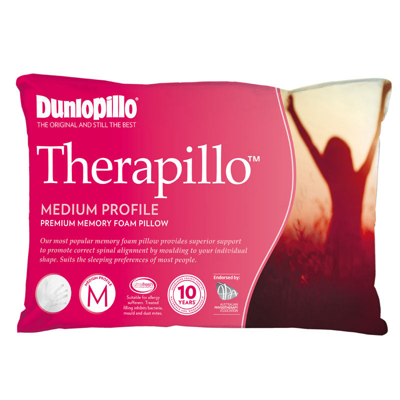 Dunlopillo Therapillo Premium Memory Foam Pillow with Medium Profile for Optimal Sleep Support