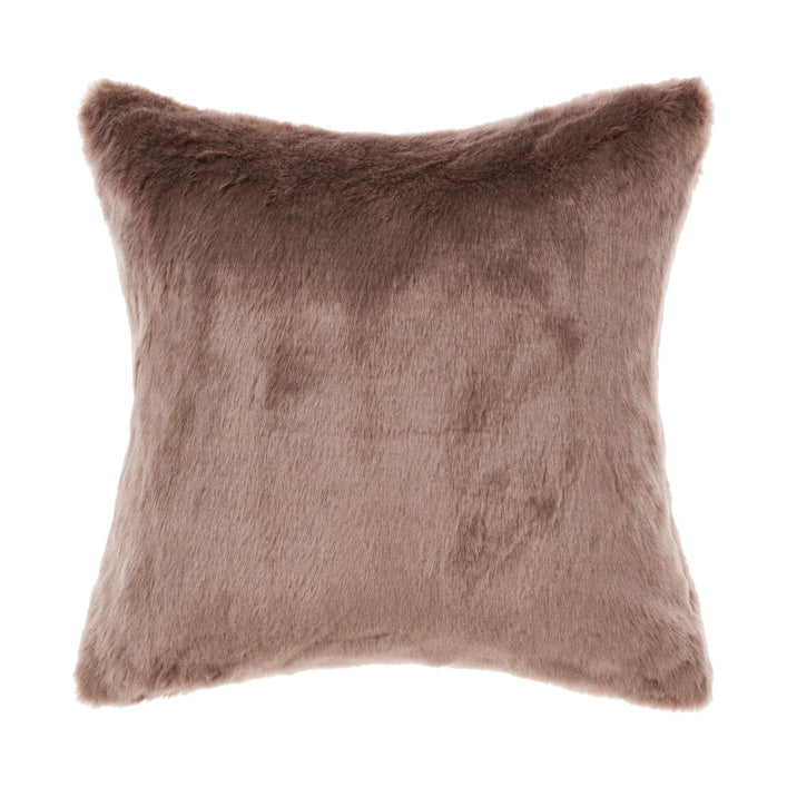 Linen House Selma Mushroom-Colored Square Filled Decorative Cushion for Bed and Couch