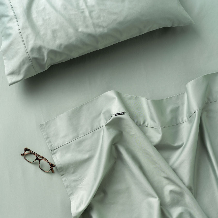 Augusta 100% Cotton 500TC Single Bed Sheet Set in Green Gum