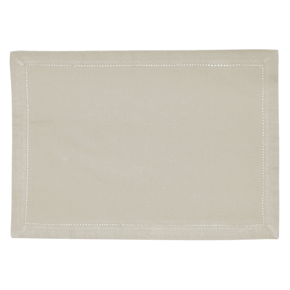 2-Pack Oatmeal Elegant Hemstitch Placemats for Dining