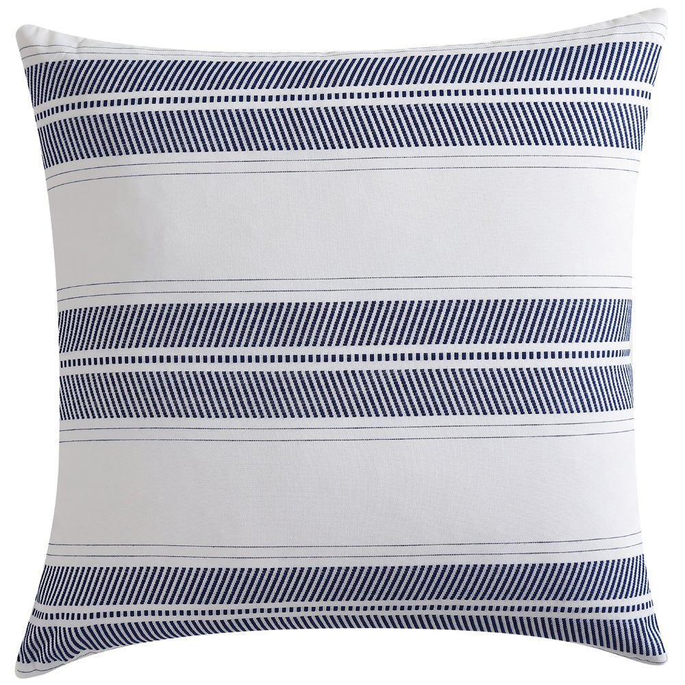 European-sized Cadet Navy Pillowcase with Large Textured Nautical Stripes