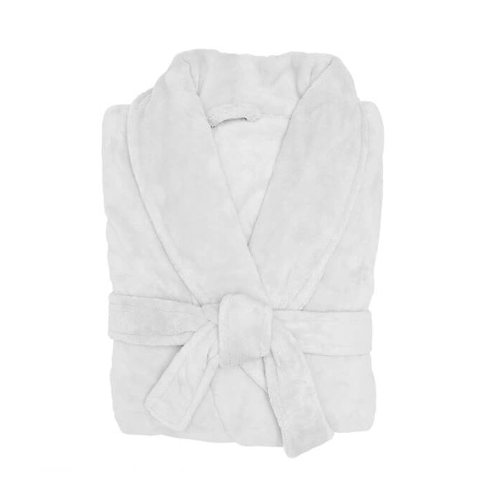 Soft White Microplush Bathrobe in Small/Medium Sizes