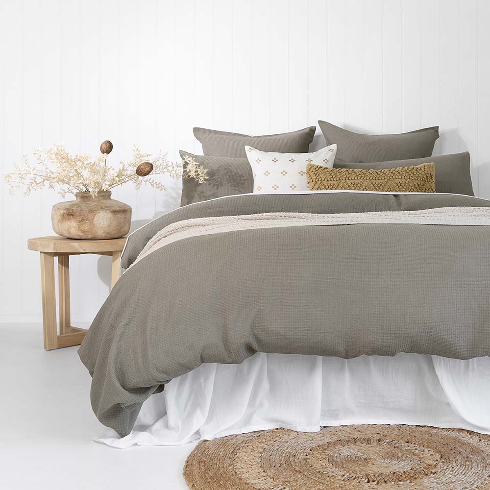 Double Bed Boyd Quilt Cover Set in Warm Mid-Grey
