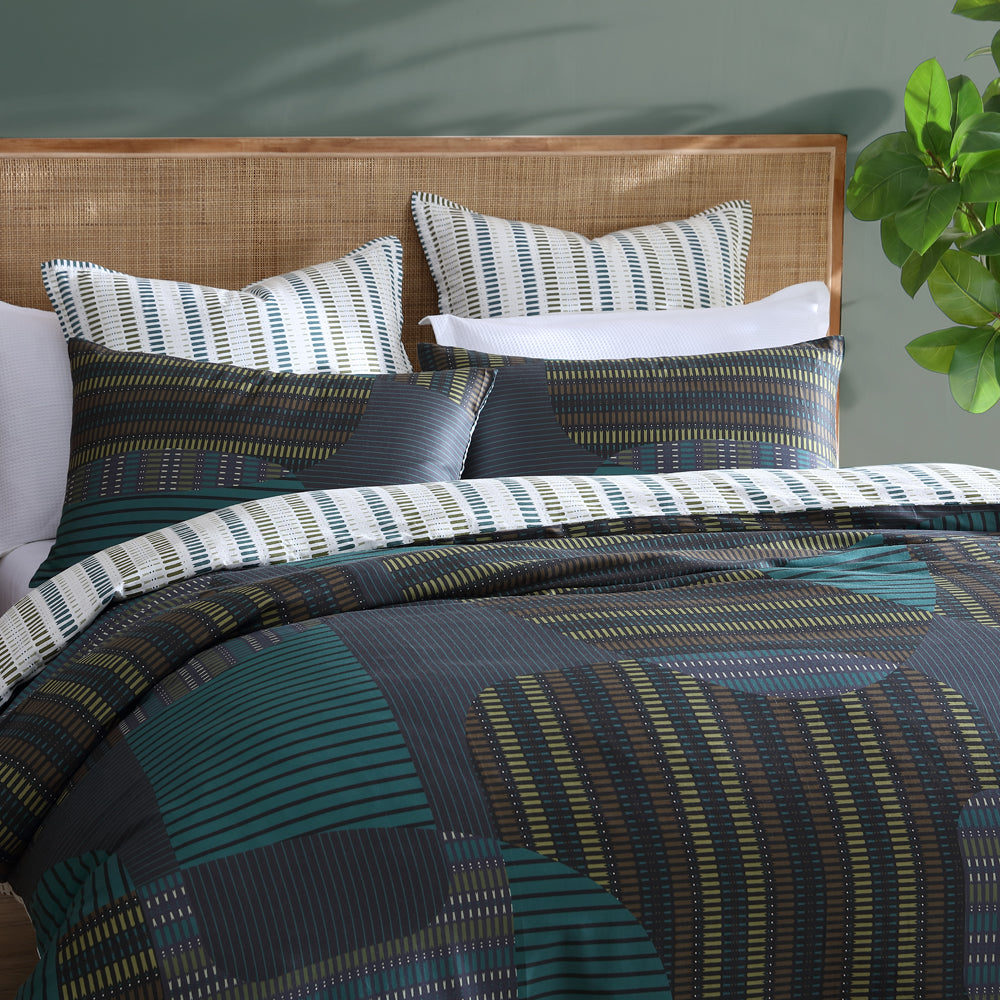 King Size Hemsworth Charcoal Quilt Cover Set for a Masculine Bedroom Decor